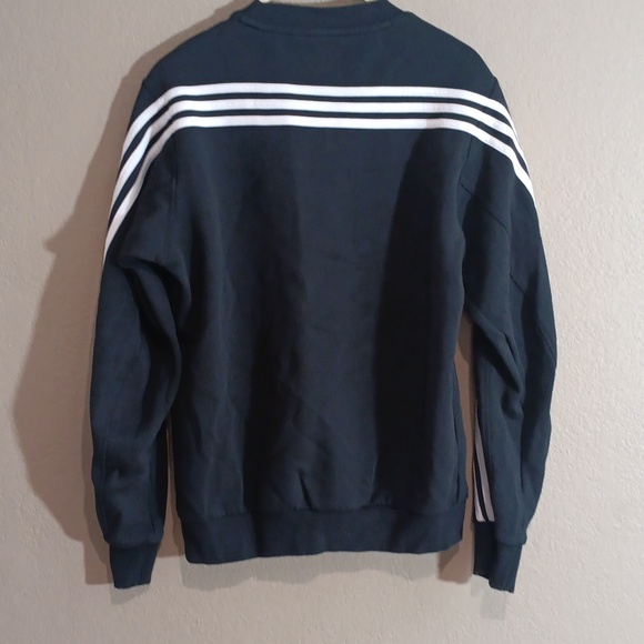 adidas Black Crewneck Sweatshirt with White Sleeve Stripes - Picture 4 of 4